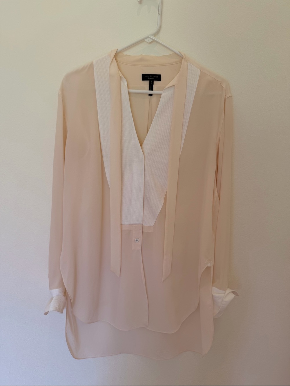 rag & bone Cream Tie-Neck Silk Blouse